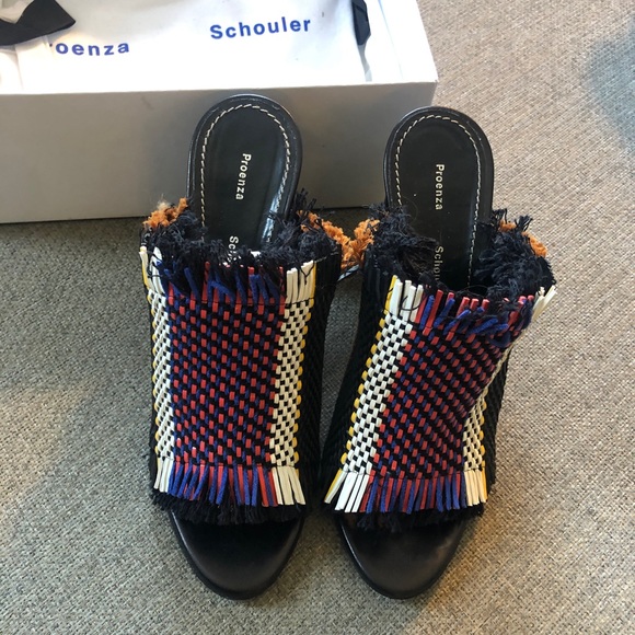 Proenza Schouler Woven Fringe Sandals Mules 38.5 - Picture 2 of 6